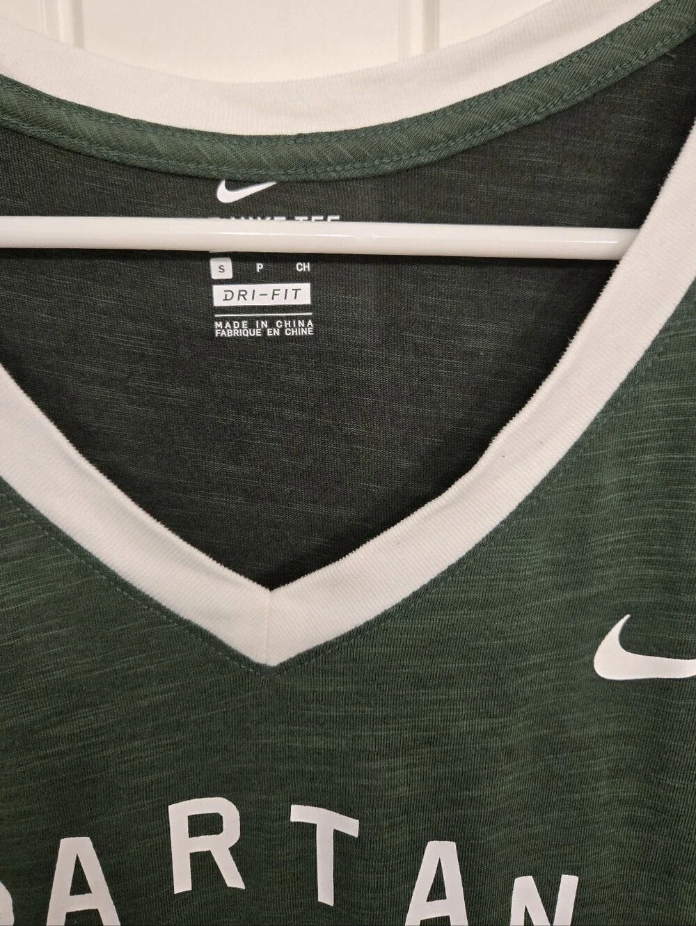 Nike Dark Green and White Michigan State Spartans V-Neck Tee